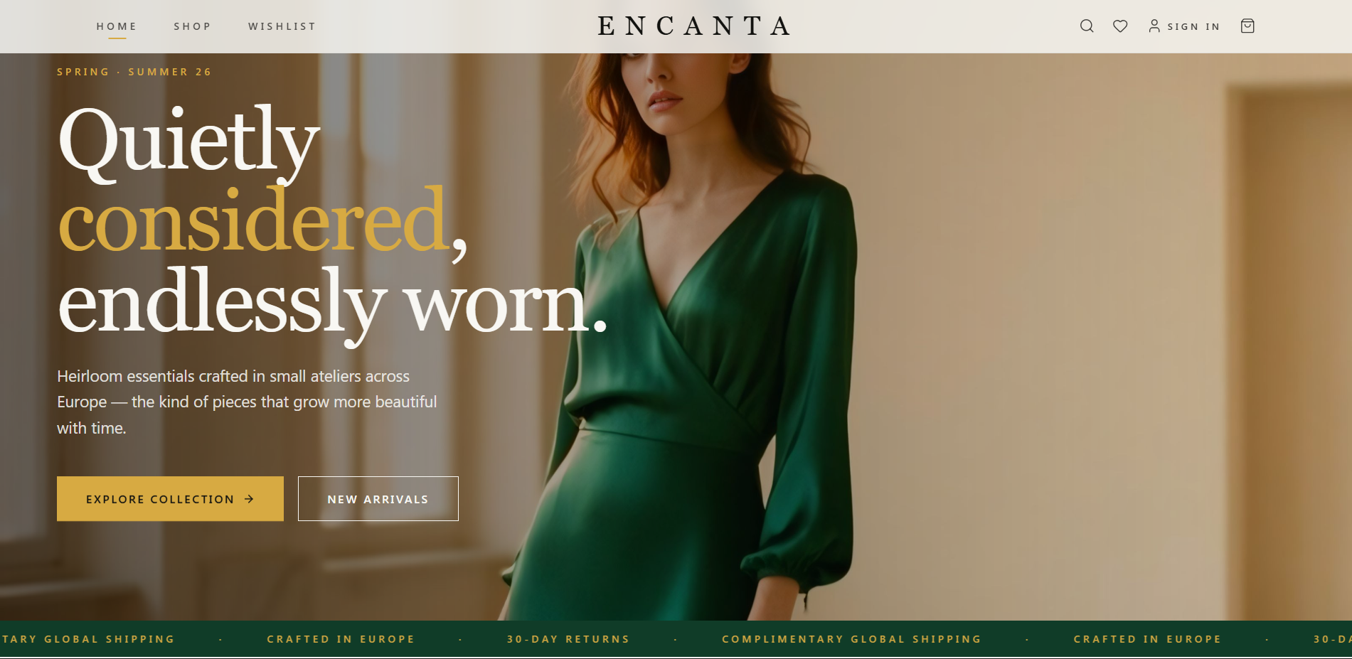 Encanta website homepage